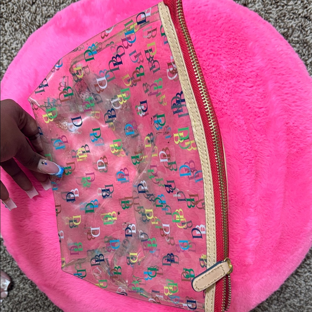 Dooney & Bourke Transparent Multicolor Logo Pouch - Picture 3 of 3
